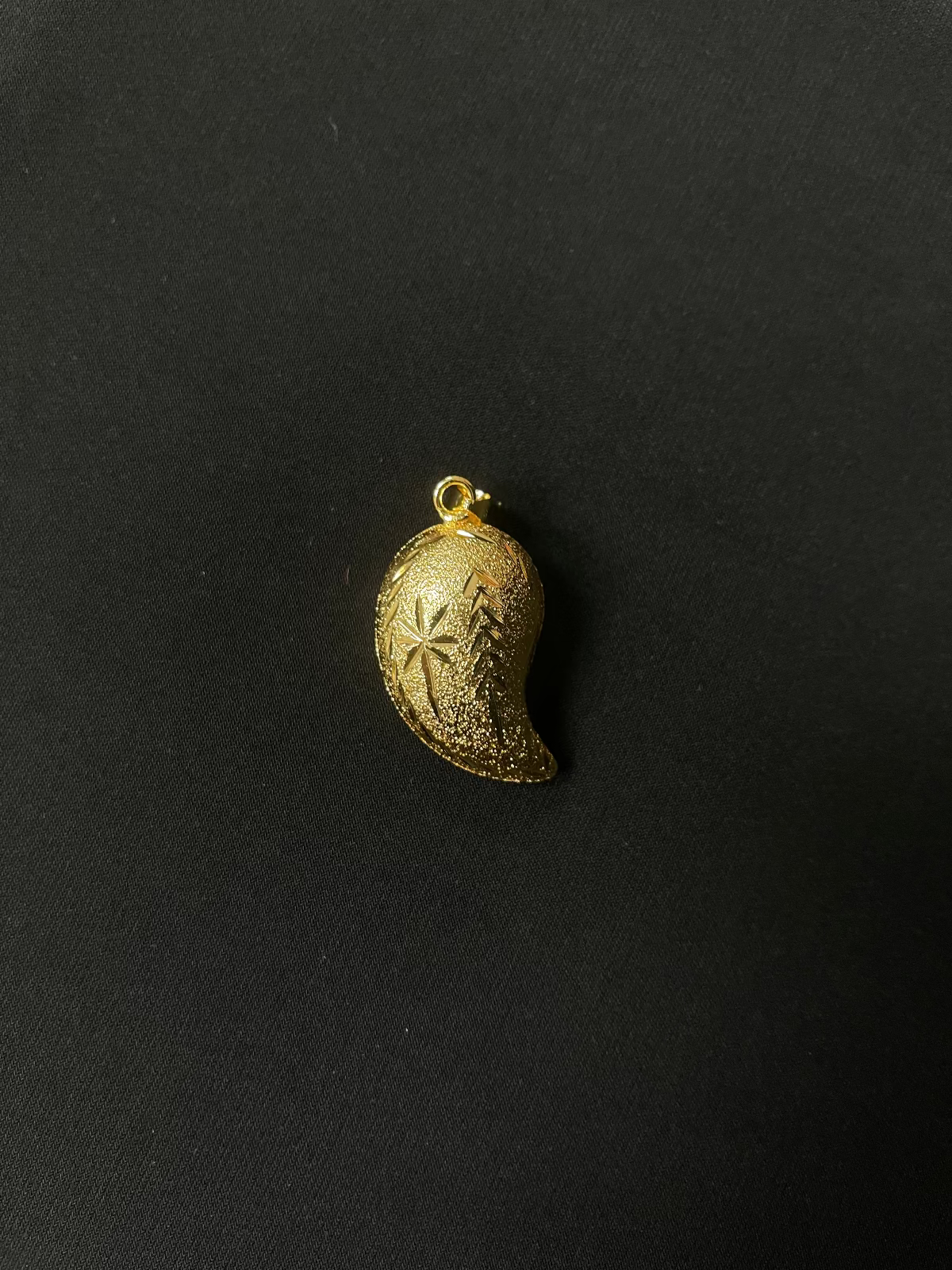 Palestinian Elegance Medium Almond Pendant in imitated gold with intricate floral design