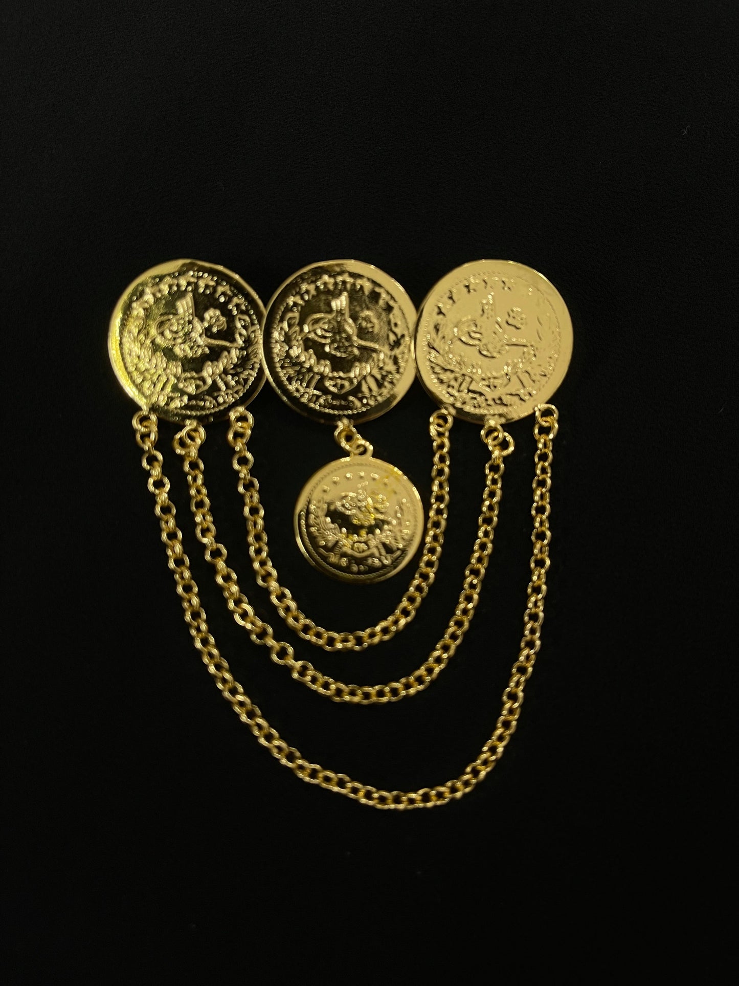 Palestinian Rashadi pin gold-tone accessory with intricate chain detailing by Palestinian Elegance