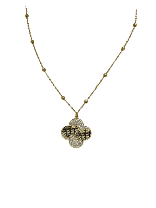 Radiant Elegance: Zircon Plated Gold Necklace Palestinian Elegance