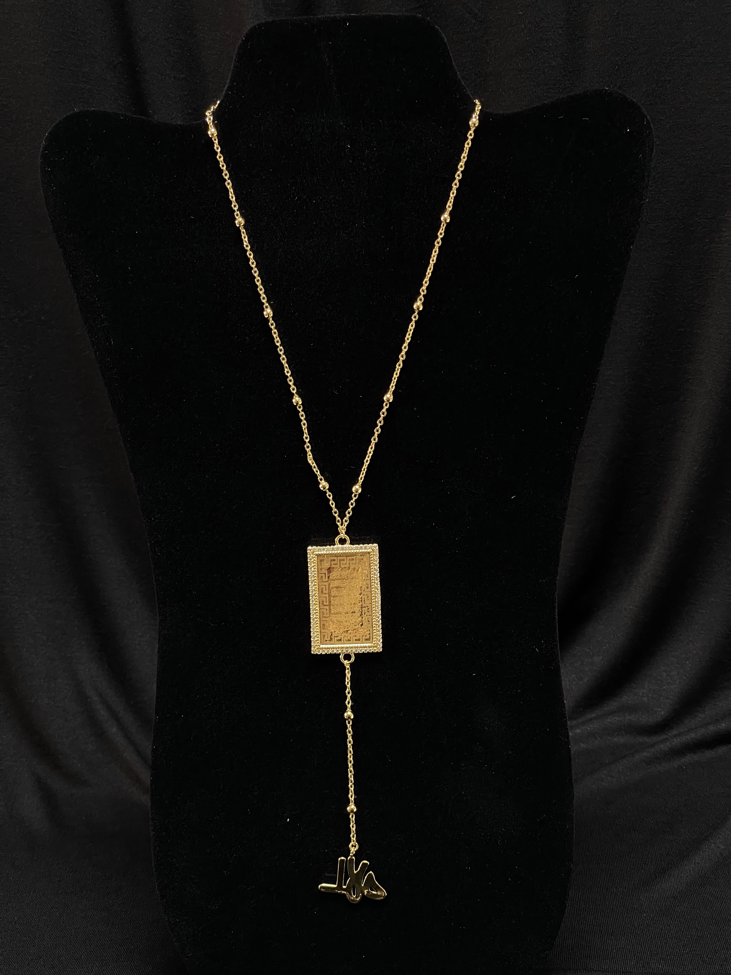 Palestinian Elegance imitated gold Allah necklace gold jewelry with rectangular pendant and calligraphy charm