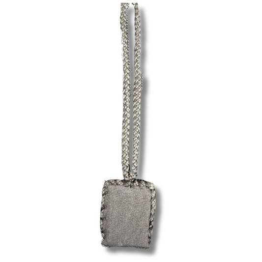 Palestinian Elegance black blank design necklace with braided chain and rectangular pendant