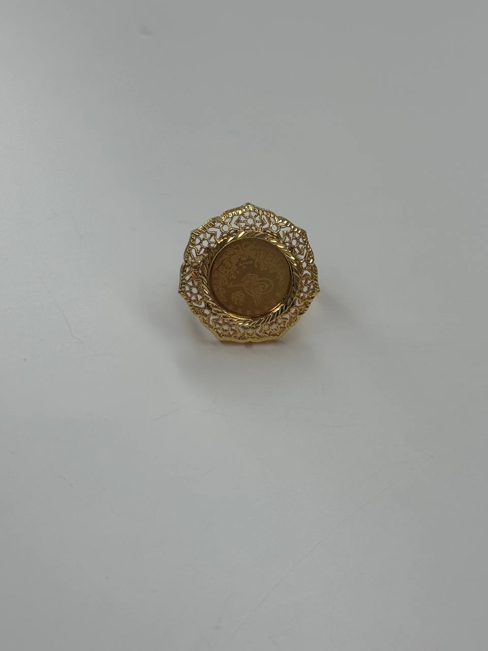 Palestinian Elegance falahi ring gold plated imitated gold ring with intricate filigree design