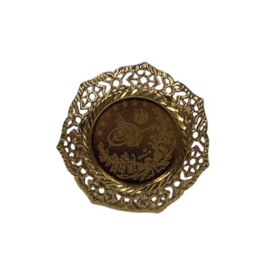 Palestinian Elegance falahi ring gold plated with intricate filigree design and engraved center