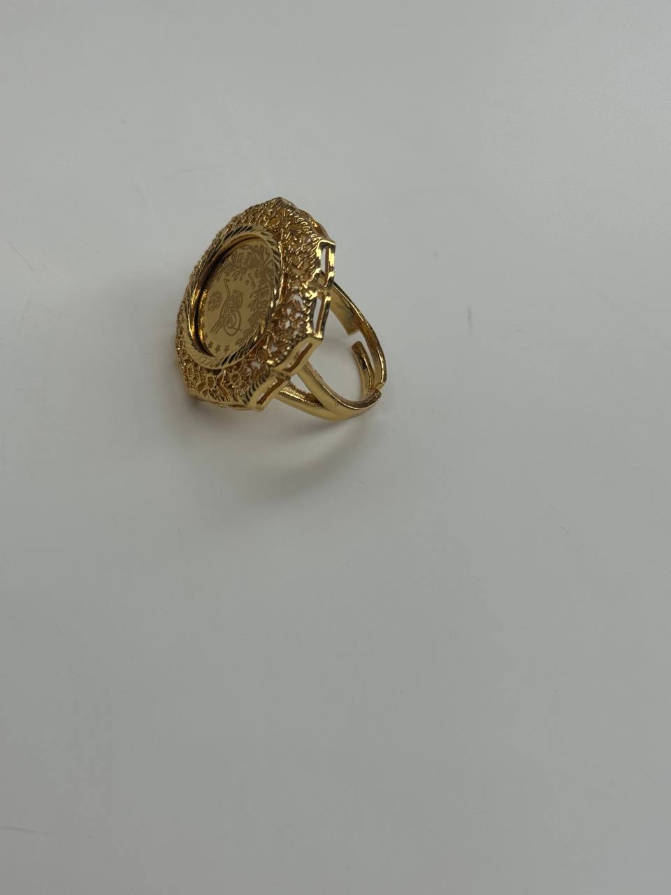 Palestinian Elegance falahi ring gold plated with intricate imitated gold design and adjustable band