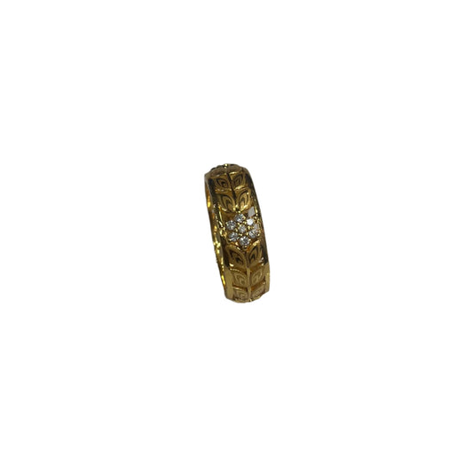 Floral gold imitation ring by Palestinian Elegance with intricate leaf design and central cluster detailing