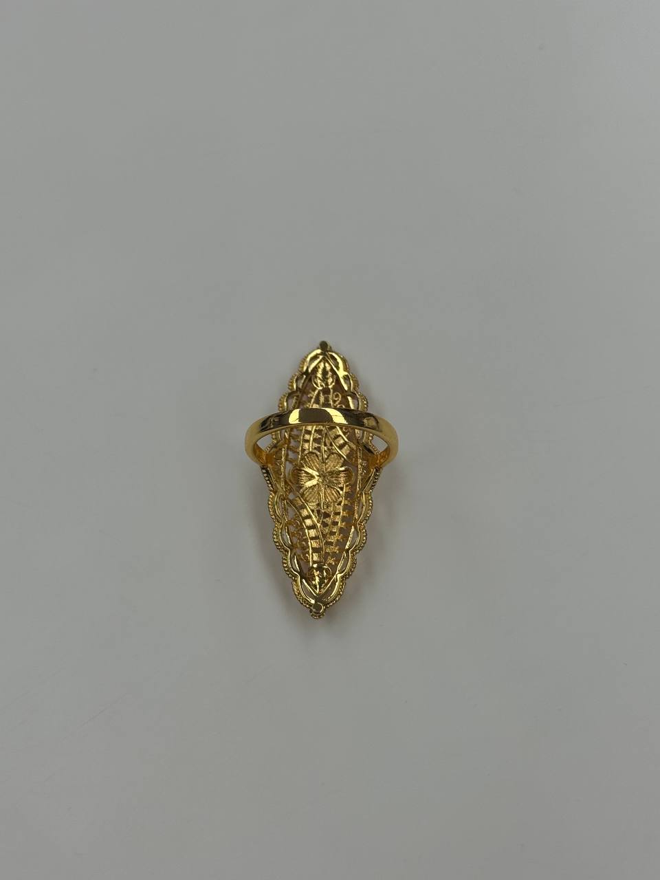 Imitated gold ring from Palestinian Elegance featuring a unique flower ring design with intricate detailing
