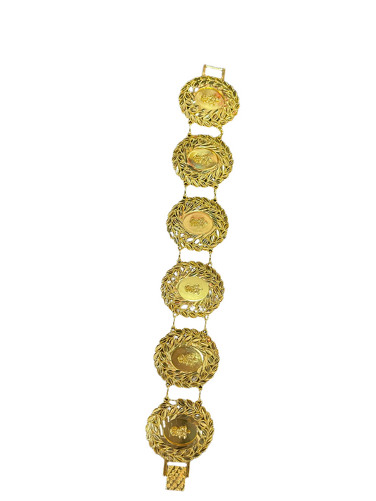 Palestinian Elegance Half Ounce Coin Imitated Gold Bracelet with detailed circular coin design