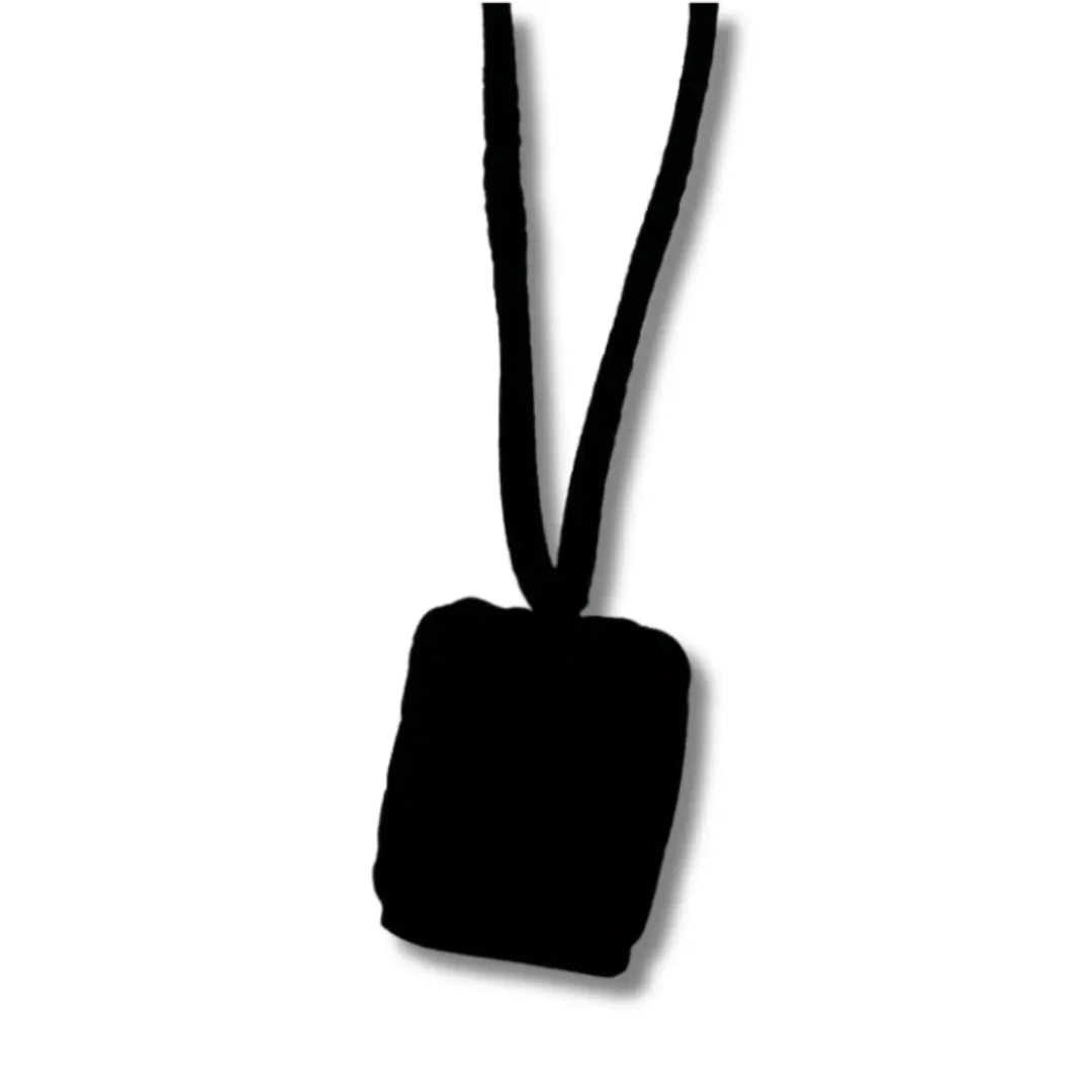Handmade Palestinian silver necklace with a unique pendant on a black cord from Palestinian Elegance