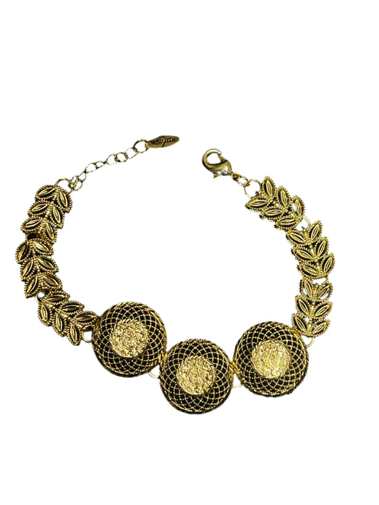 Palestinian Elegance imitated gold bracelet with intricate leaf and circular design details