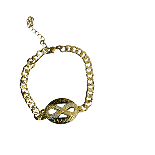Imitated Gold Bracelet with Infiniti Symbol by Palestinian Elegance featuring a gold chain and decorative infinity centerpiece