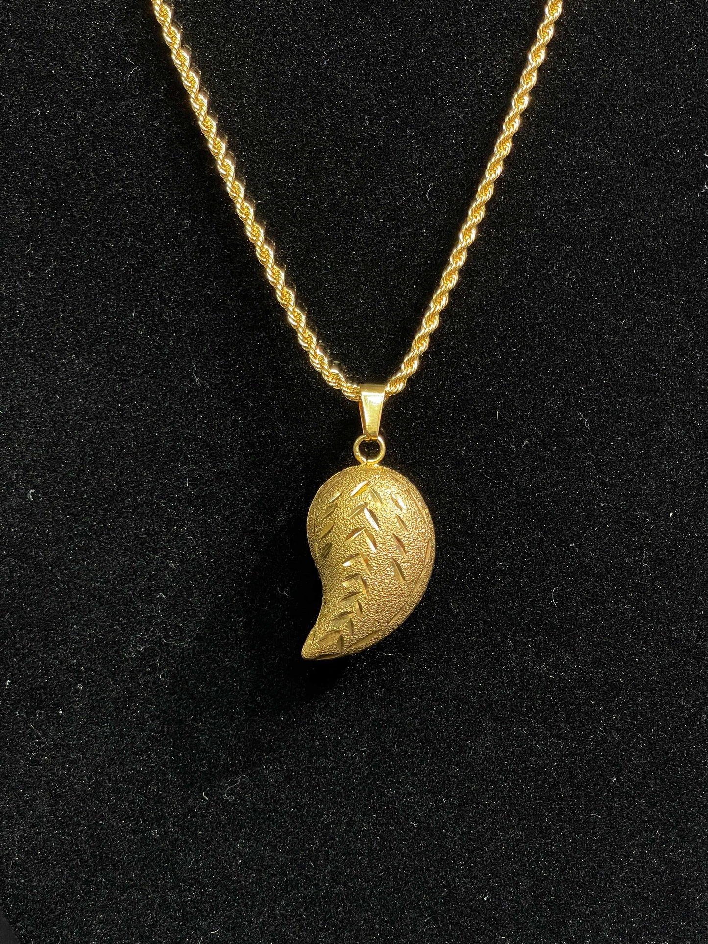 Palestinian Elegance Imitated Gold Loza Necklace Medium Size with textured leaf pendant on twisted chain