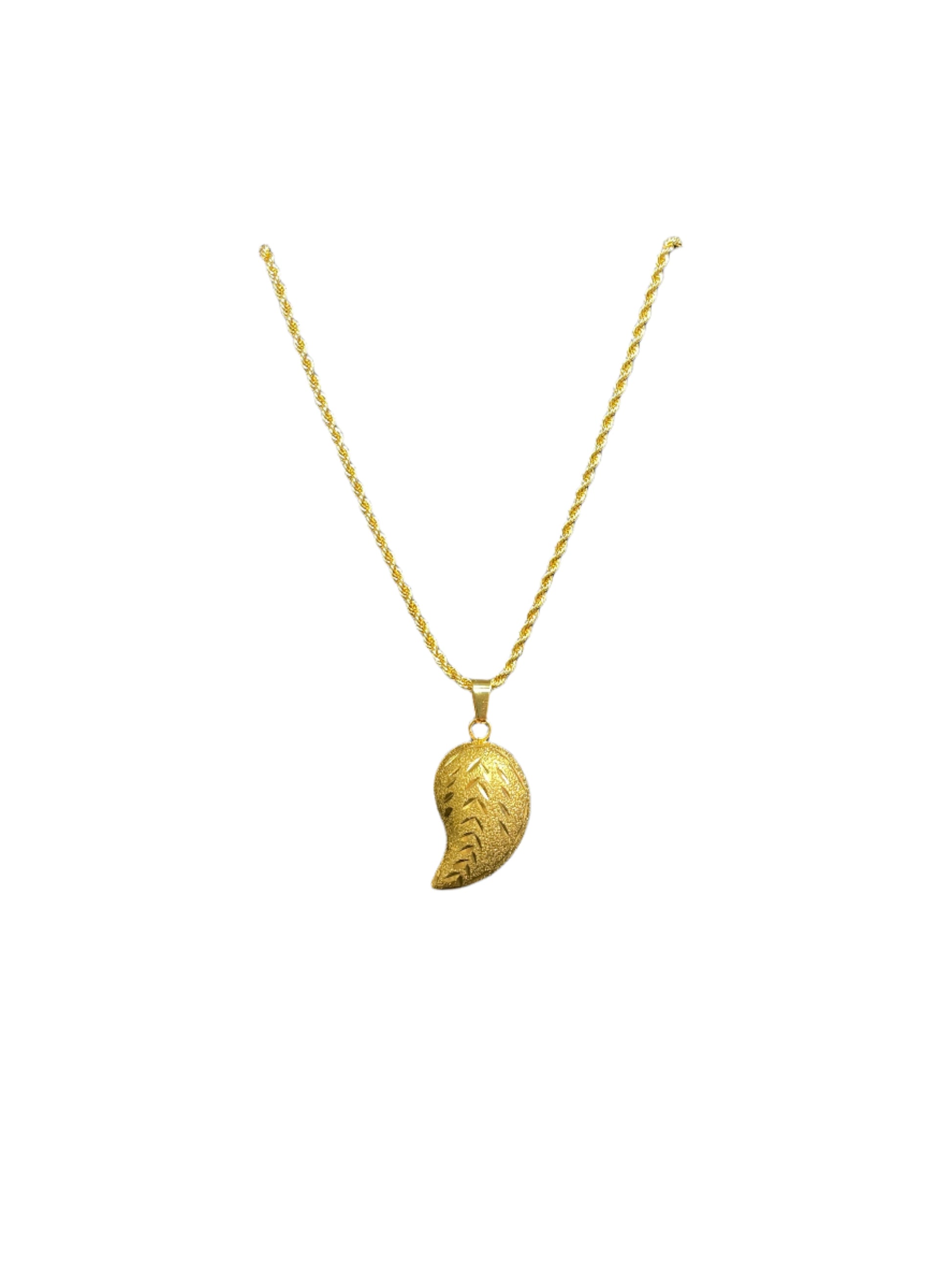 Imitated Gold Loza Necklace Medium Size featuring a gold leaf pendant on a twisted chain