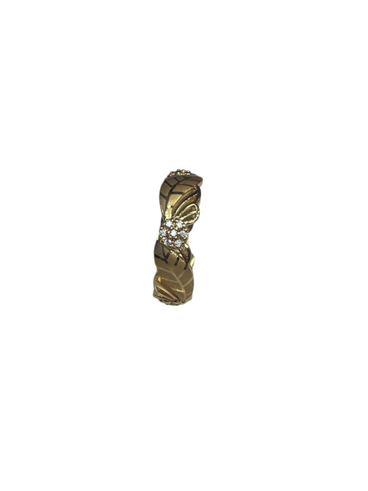 Imitated Gold Ring with Flower Design featuring intricate patterns and small sparkling stones