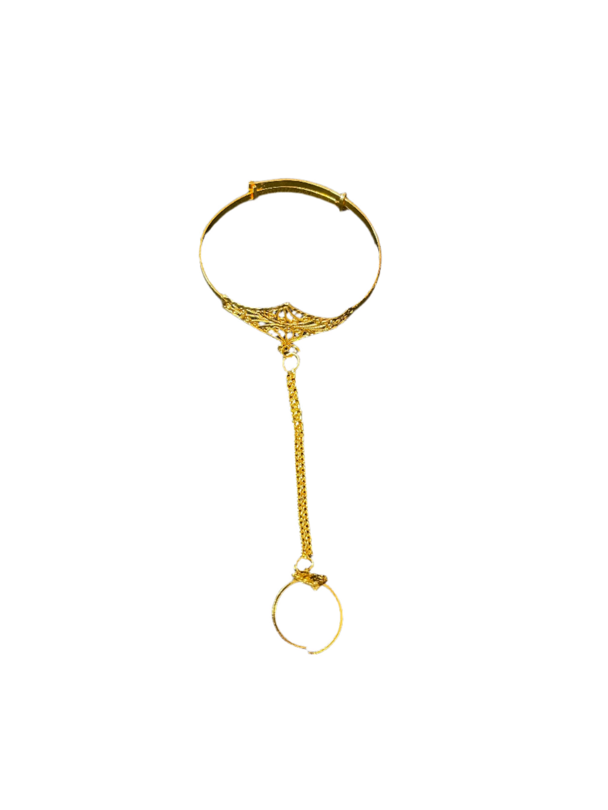 Kids Imitated Gold Bracelet with Adjustable Ring featuring delicate chain and intricate design by Palestinian Elegance