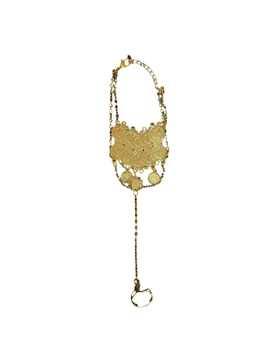 Kids Imitated Gold Bracelet With Ring Set by Palestinian Elegance detailed with intricate designs