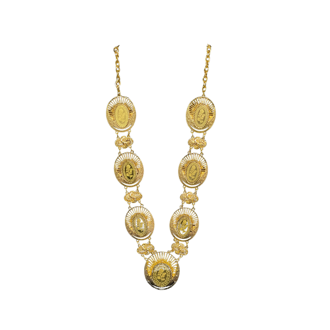 Palestinian Elegance klada necklace gold imitation with detailed circular medallions and chain links