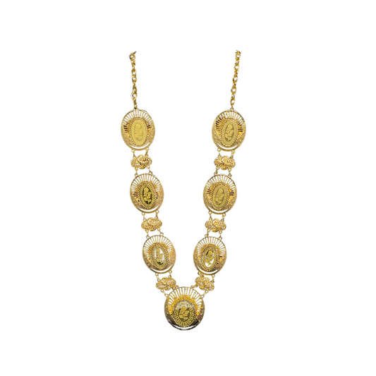 Palestinian Elegance klada necklace gold imitation with detailed circular medallions and chain links