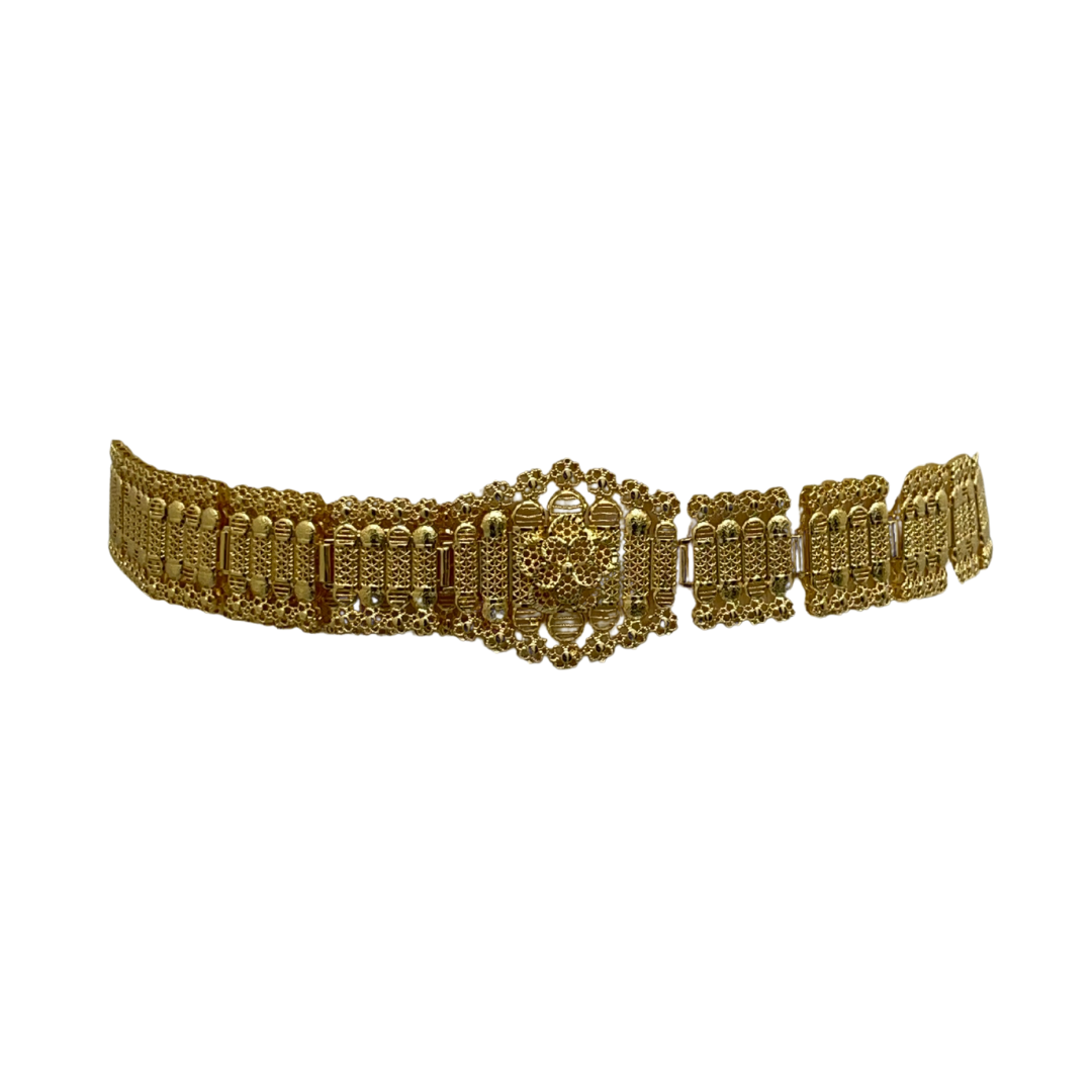 Palestinian Elegance Kurdish gold style belt with intricate traditional design in gold tone