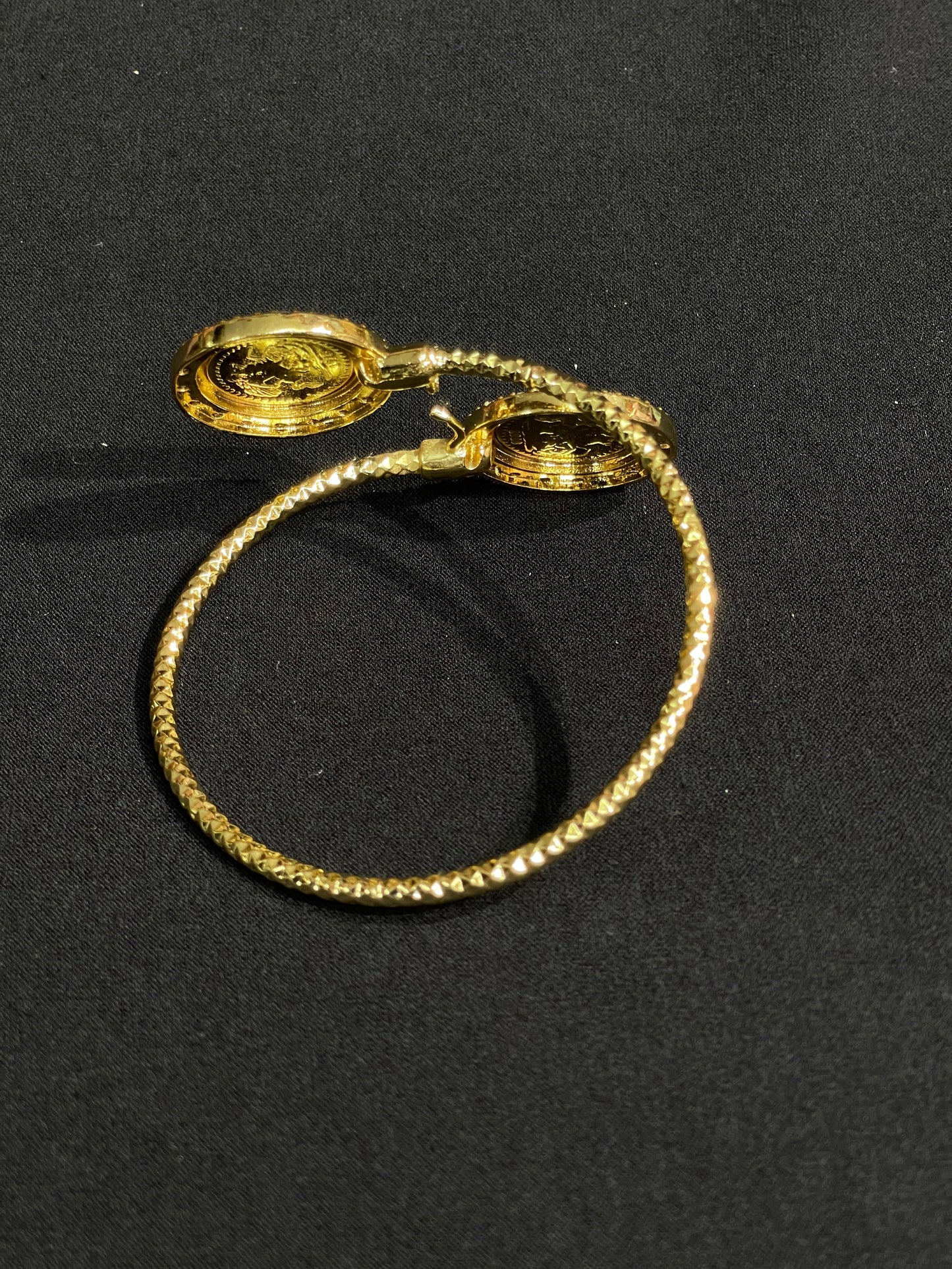 Lera Mabroma Rhinestone Bracelet in imitated gold with a textured design by Palestinian Elegance