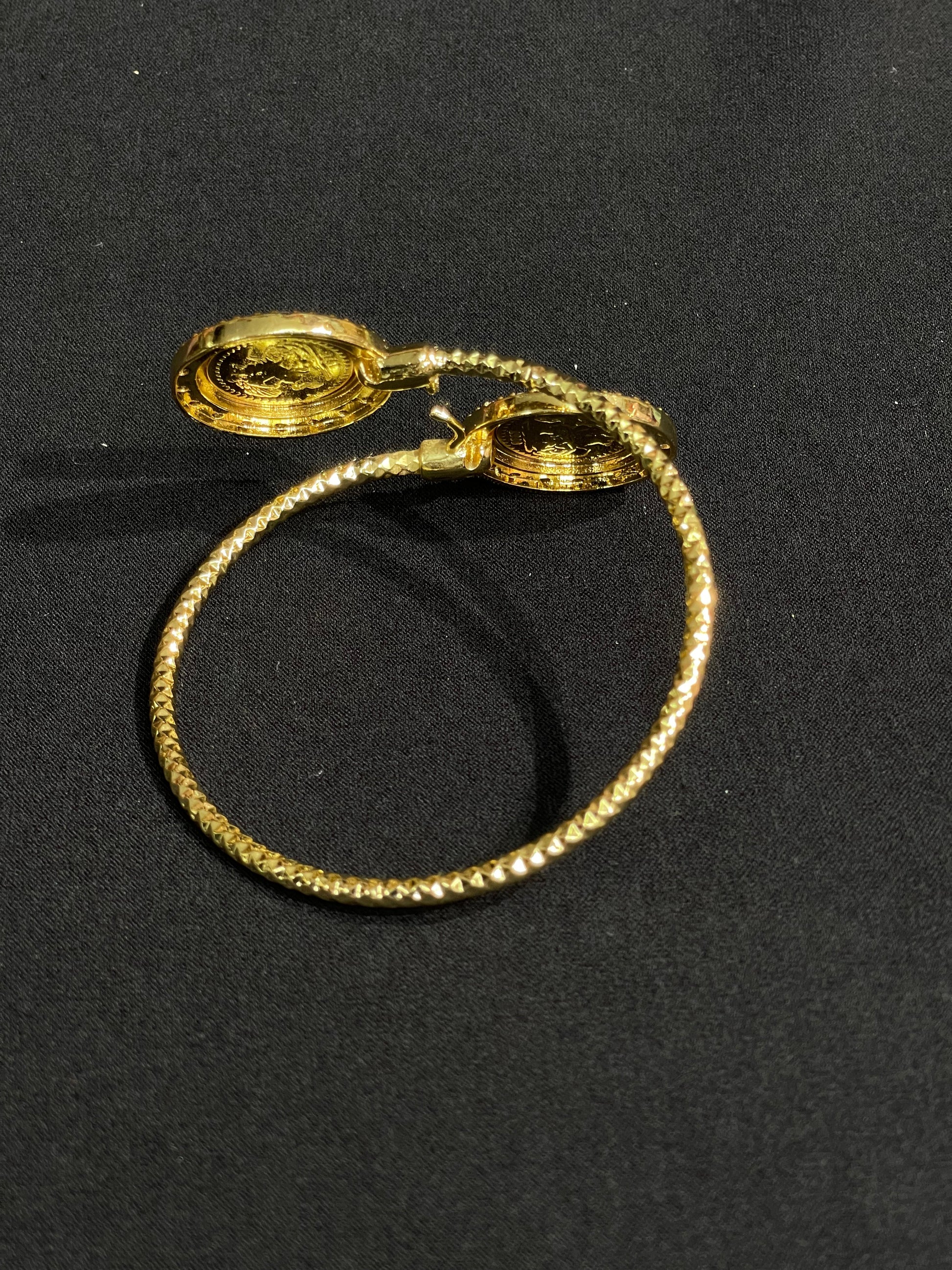 Lera Mabroma Rhinestone Bracelet in imitated gold with a textured design by Palestinian Elegance