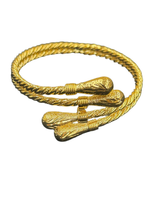 Palestinian Elegance imitated gold mabroume bracelet gold twist with intricate textured ends