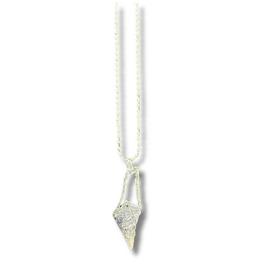 Palestinian silver necklace with detailed map pendant on delicate chain by Palestinian Elegance
