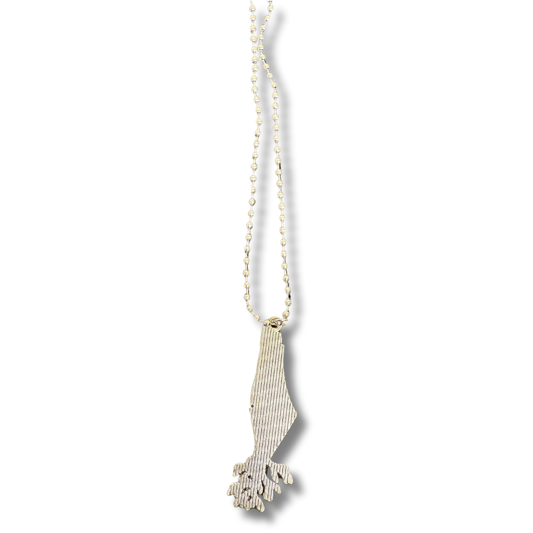 Palestinian silver necklace from Palestinian Elegance featuring a detailed pendant on a bead chain